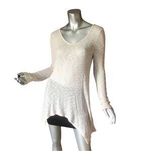 Mudd Women’s Medium Beige Thin Knit Tunic Top Lightweight Sweater Long Sleeve